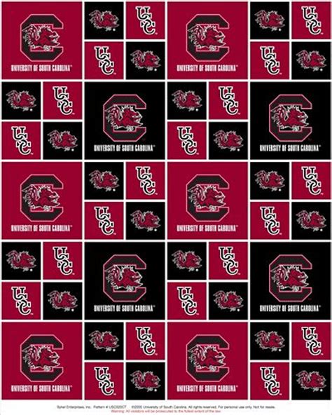 University of South Carolina Fabric Fine Cotton Classic Geometric Design-Sold by the Yard ...