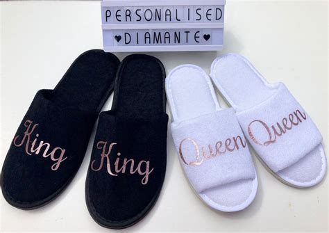 Bride And Groom King And Queen Matching Slippers Set Bride Etsy Bride And Groom Ts Bride