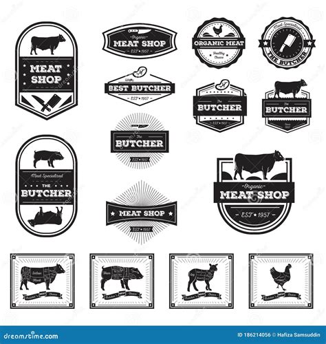 Butcher Labels And Diagrams Vector Illustration Decorative Design Stock Vector Illustration