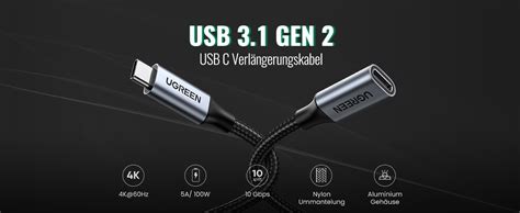 UGREEN USB C Verlängerung USB Typ C 3 1 Gen 2 USB C Verlängerungskabel