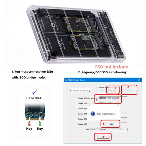 Dual NGFF B M Key M 2 SSD To USB C JBOD Raid0 Span Bridge Combo HDD