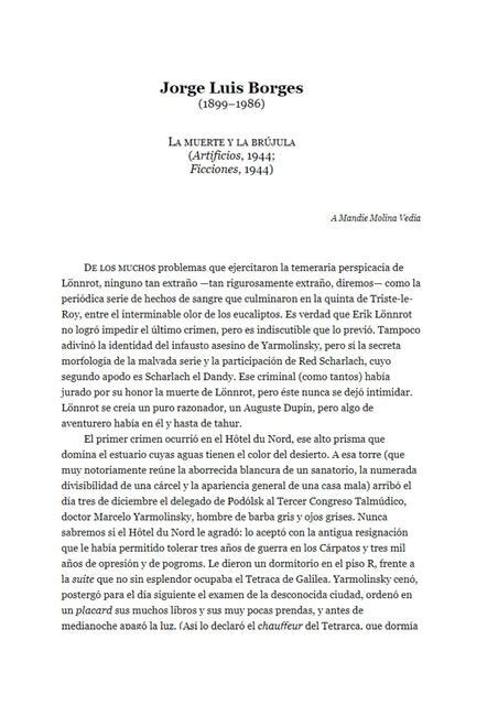 La Muerte y la Brújula Jorge Luis Borges Alianza literaria uDocz