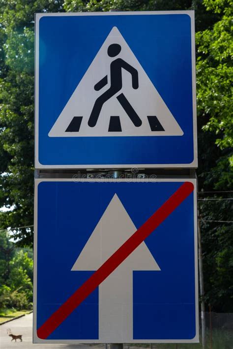 Yield And Pedestrian Traffic Signs On A Pole Stock Photo Image Of