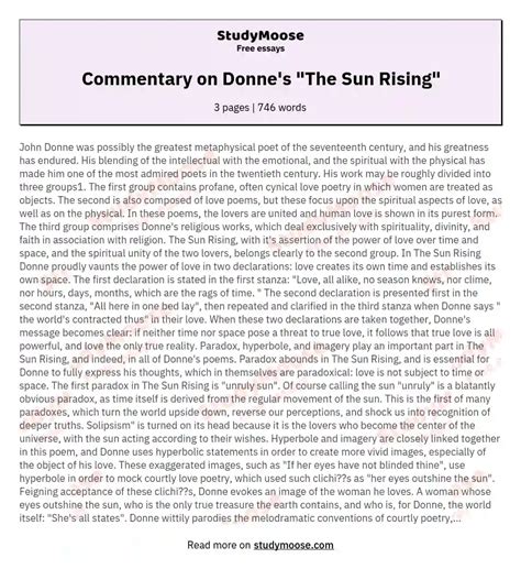 Sun Rising Poem By John Donne Summary Sitedoct Org