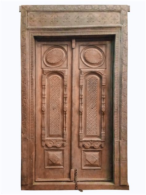 Large Wooden Carved Entrance Door From Rajasthan Vintage Indian