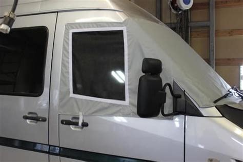 Promaster Cab Cover With Screens Shown On Sprinter Camping Table Car