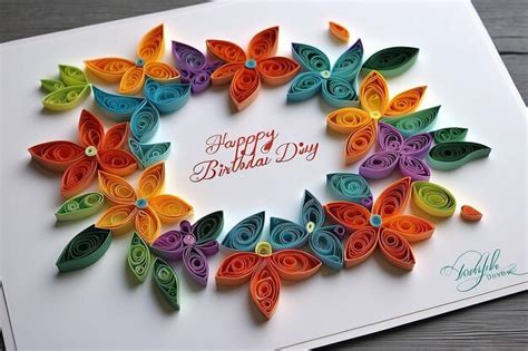 Premium Photo Diy Paper Quilling Birthday Card