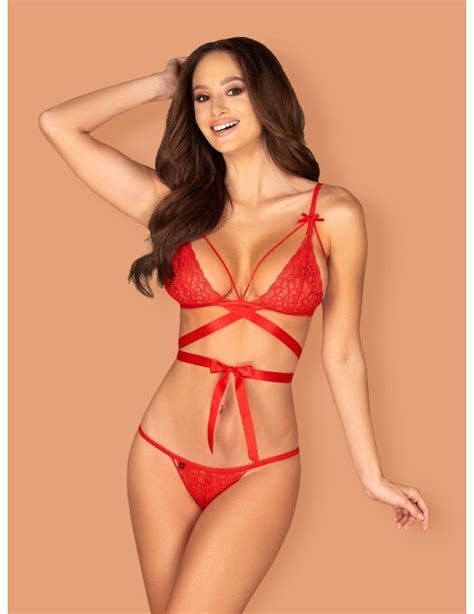 Ensemble Lingerie Fine Rouge Pi Ces En Dentelle Lovlea