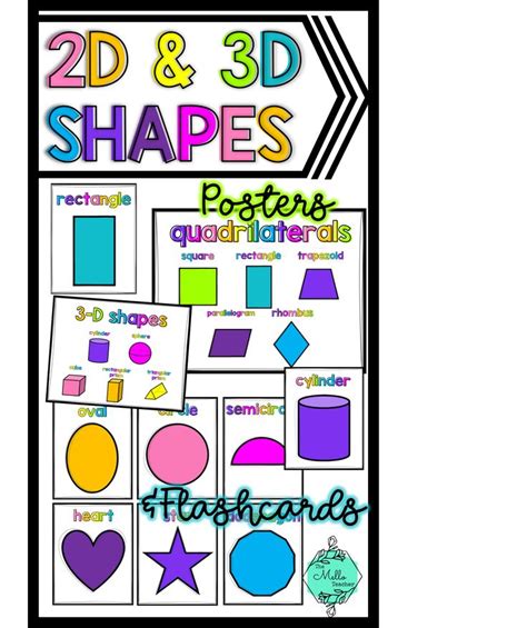 2d And 3d Shapes Posters Mini Posters And Flashcards Colorful Cute