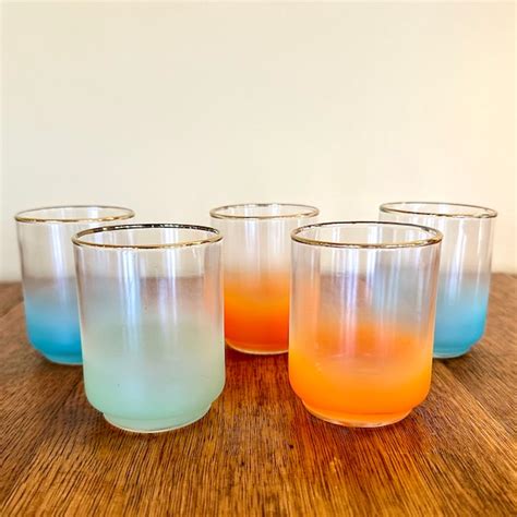 Retro Juice Glasses Etsy