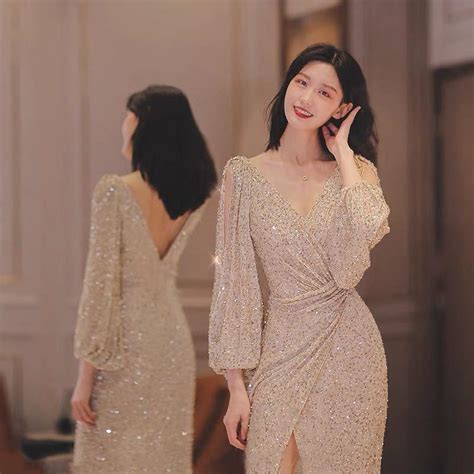 Shining Sexy Elegant Dinner Dress Women S Fashion Dresses And Sets Evening Dresses And Gowns On