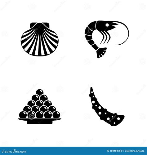 Seafood Simple Related Vector Icons Stock Vector Illustration Of