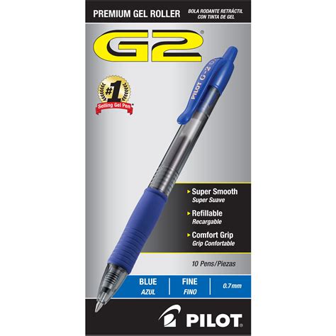 Pilot G2 Premium Gel Ink Pens Fine Point 0 7mm Blue 10 Count