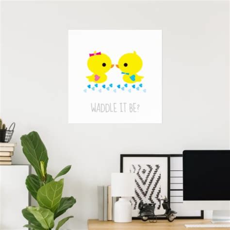 Yellow Duckies Gender Reveal Waddle It Be Poster Zazzle