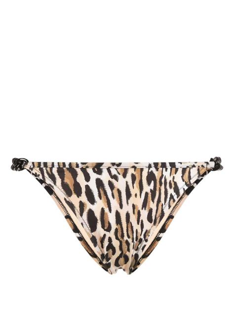 Moschino Leopard Print Chain Detail Bikini Bottoms Editorialist