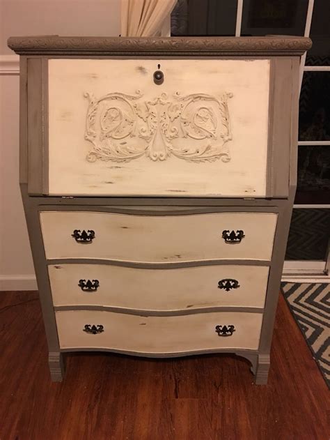 Refinished Secretary Desk Using Annie Sloan French Linen And Old White