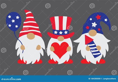 Th Of July Patriotic Gnomes Stock Vector Illustration Of Freedom