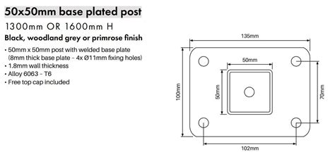 PoolSafe 50x50mm X 1300mm Aluminium Base Plate B DIY Fencing