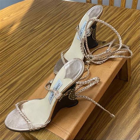 Jimmy Choo Wedge Sandal Gladiator Rose Gold Nappa Met Gem