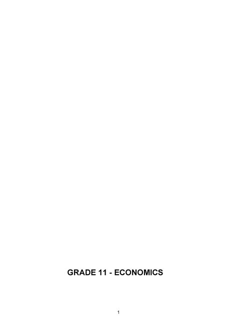 Grade Economics Notes Grade Economics Core Content