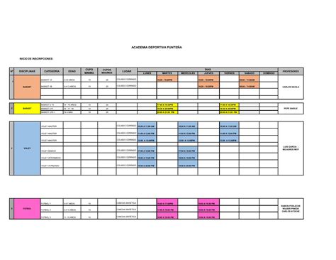 Horarios Academias Deportivas Oto O Pdf Docdroid