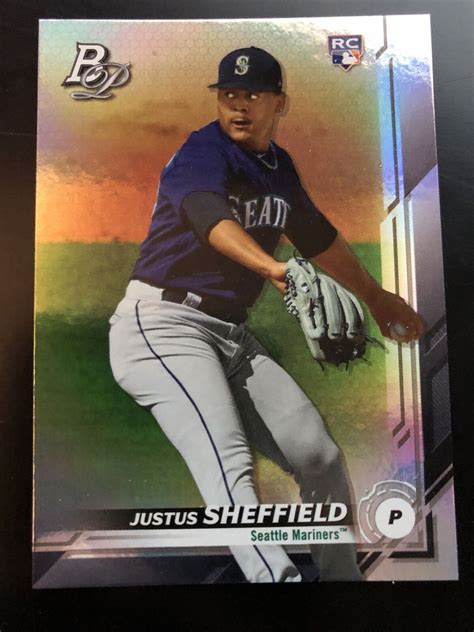 Bowman Platinum Refractor Justus Sheffield Rookie Rc Ebay