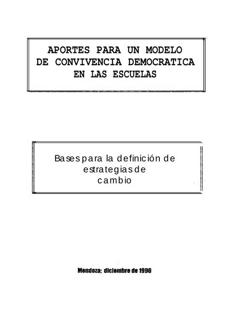 Pdf Aportes Para Un Modelo De Convivencia Democr Tica En Las