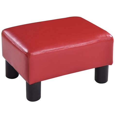 LIVIZA Casual Red Faux Leather Ottoman in the Ottomans & Poufs ...