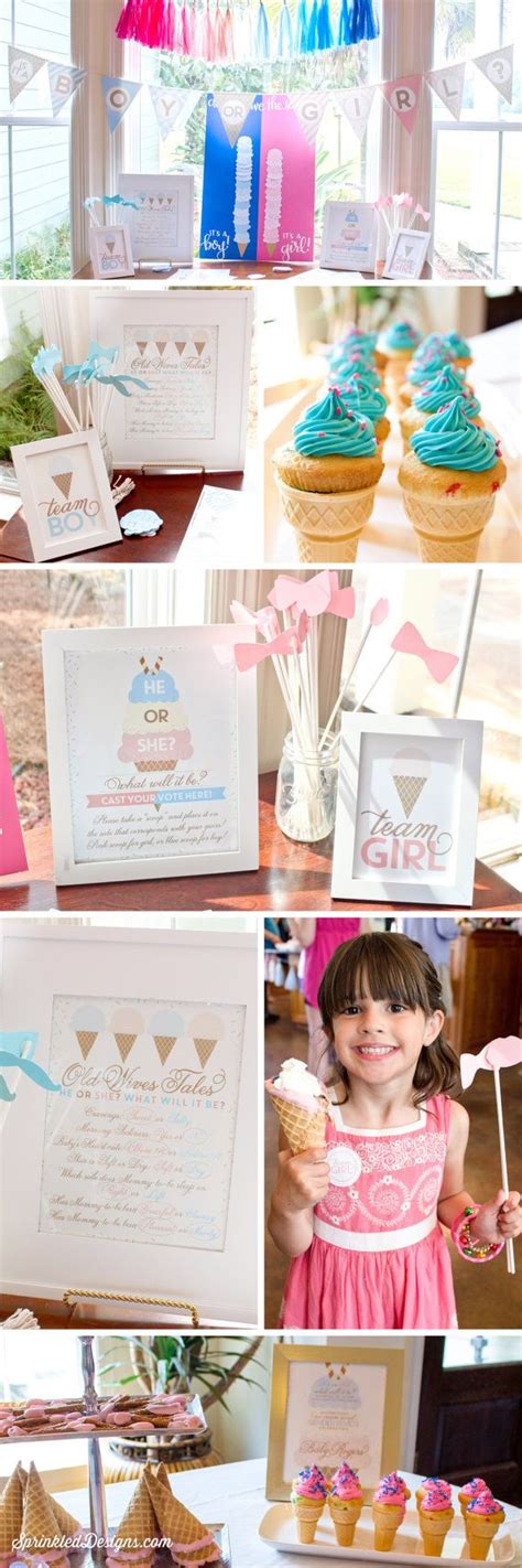 Ice Cream Social Gender Reveal Party Printable Decorations Food Tents