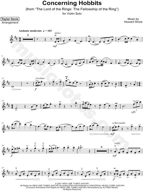 Concerning Hobbits Violin Sheet Music Hot Sex Picture