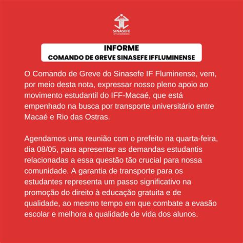 Informe Comando De Greve Do Sinasefe IF Fluminense SINASEFE