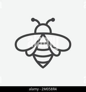 Black Honey Bee Simple Silhouette Flat Icon Isolated On White Summer