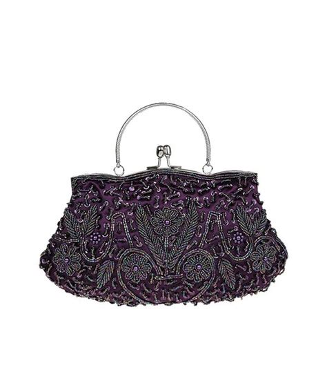 Beaded Sequin Design Metal Frame Kissing Lock Evening Purse Clutch Bag