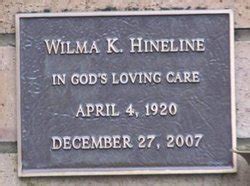 Wilma Edith Kelley Hineline M Morial Find A Grave