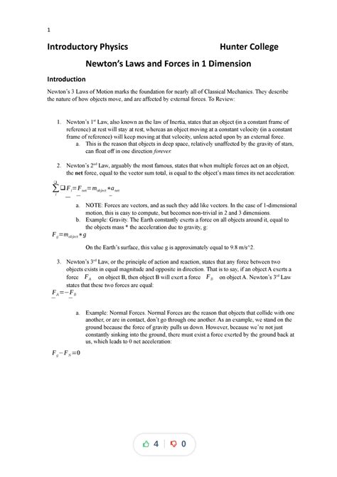 Phys Lab 4 Lab Report Compress Introductory Physics Hunter College Newton’s Laws And Forces In