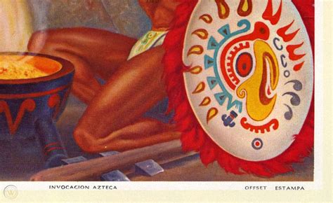 1940s Art Deco Pin Up Calendar Print Aztec Indian Maiden Invocacion Azteca Rare 1884757345