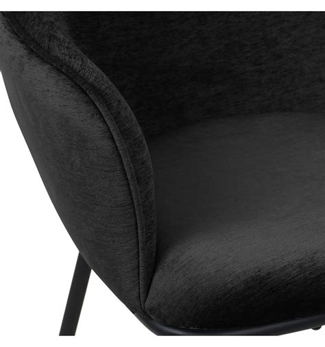 Edvin Fauteuil De Table En Tissu Chenill Noir Et M Tal Noir