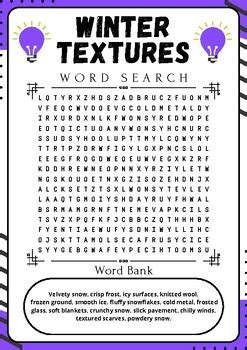 Winter Textures Word Search Engaging Printable Puzzle By PixelProse