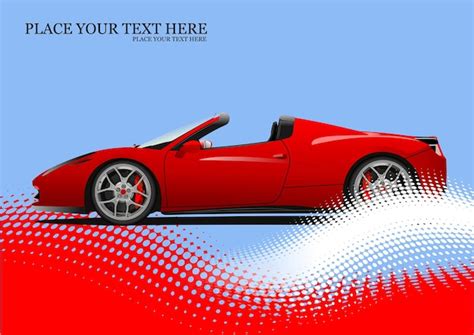 Premium Vector Red Car Cabriolet On Dotted Background Vector 3d