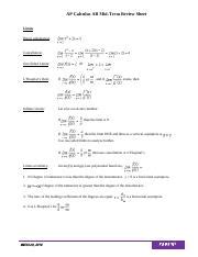 Ap Caluclus Ab Midterm Review Sheet Pdf Ap Calculus Ab Mid Term