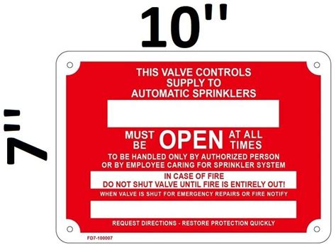 Hpd Signthis Valve Controls Supply To Automatic Sprinklers Sign Hpd Signs The Official Store