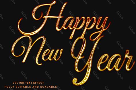 Happy New Year Golden D Font Style Effect Premium Vector File