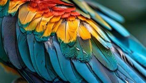 Premium Photo | A close up of a colorful birds feathers