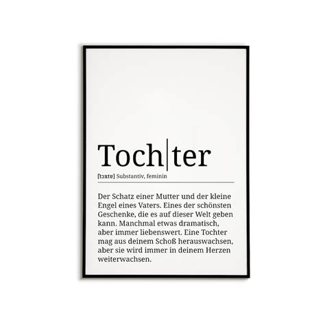 Tochter Poster Definition Tochter Geschenk Wandbild Etsy