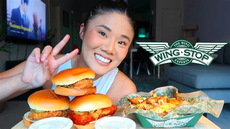 Wingstop Chicken Sandwiches Mukbang 🐔💕 Youtube