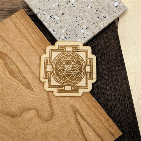 Wooden Sticker Sri Yantra Real Wood Decal Laser Etched Etsy Phone