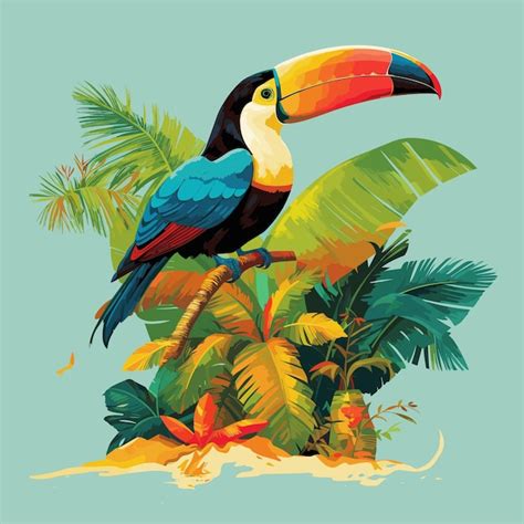 Illustration De Loiseau Toucan Forêt Tropicale Beau Personnage Toucan