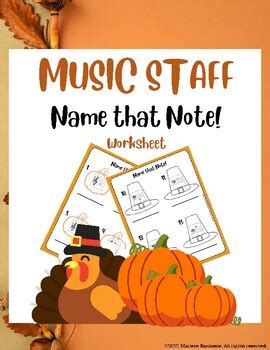 Thanksgiving Music Staff Note Names Treble And Bass Clefs Printable And