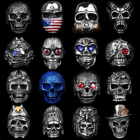 Men Gothic Skull Skeleton Head Rings - Jewelry Reimagine