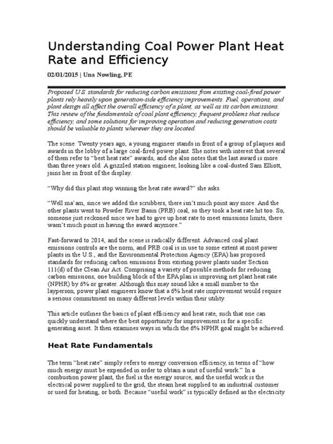 Understanding Coal Power Plant Heat Rate and Efficiency | PDF | Boiler ...